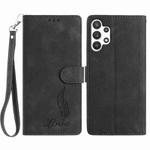 For Samsung Galaxy A32 4G Skin Feel Embossed Feather Leather Phone Case(Black)