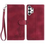 For Samsung Galaxy A32 4G Skin Feel Embossed Feather Leather Phone Case(Red)