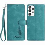 For Samsung Galaxy A72 Skin Feel Embossed Feather Leather Phone Case(Green)
