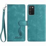 For Samsung Galaxy A02s Skin Feel Embossed Feather Leather Phone Case(Green)