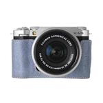 For FUJIFILM X-M5 Litchi Texture PU Leather Camera Half Case Base(Blue)