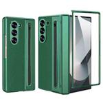 For Samsung Galaxy Z Fold4 5G VIETAO Electroplating Integrated Pen Slot Folding PU Phone Case with Stylus(Green)