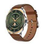 H78 1.43 inch AMOLED Screen Health & Fitness Smart Watch IP67 Waterproof Support BT Call(Gold Shell Brown Leather)