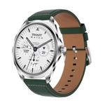 H78 1.43 inch AMOLED Screen Health & Fitness Smart Watch IP67 Waterproof Support BT Call(Silver Shell Green Leather)