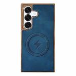 For Samsung Galaxy S25 5G Electroplated PC Sheepskin Invisible Magnetic MagSafe Phone Case(Blue)