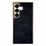 For Samsung Galaxy S25+ 5G Electroplated PC Sheepskin Invisible Magnetic MagSafe Phone Case(Black)