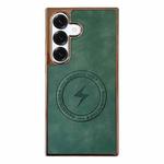 For Samsung Galaxy S25+ 5G Electroplated PC Sheepskin Invisible Magnetic MagSafe Phone Case(Green)