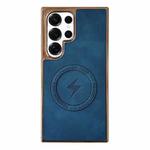 For Samsung Galaxy S25 Ultra 5G Electroplated PC Sheepskin Invisible Magnetic MagSafe Phone Case(Blue)