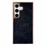 For Samsung Galaxy S24+ 5G Electroplated PC Sheepskin Invisible Magnetic MagSafe Phone Case(Black)