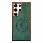 For Samsung Galaxy S23 Ultra 5G Electroplated PC Sheepskin Invisible Magnetic MagSafe Phone Case(Green)