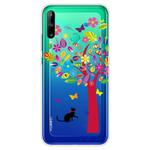 For Huawei P40 Lite E Coloured Drawing Pattern Highly Transparent TPU Protective Case(Tree Cat)