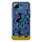 For Huawei Y5p (2020) Coloured Drawing Pattern Highly Transparent TPU Protective Case(Stair Cat)