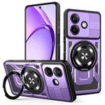 For OPPO A5 Pro Armor Rotating Holder MagSafe Phone Case(Purple)