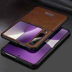 For Huawei Pura X SULADA Shockproof TPU Hybrid Handmade Leather Phone Case(Brown)