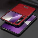 For Huawei Pura X SULADA Shockproof TPU Hybrid Handmade Leather Phone Case(Red)