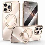 For iPhone 16 Pro Max SULADA Electroplated Transparent MagSafe Holder Phone Case(Gold)