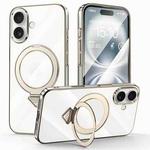 For iPhone 16 Plus SULADA Electroplated Transparent MagSafe Holder Phone Case(Grey)