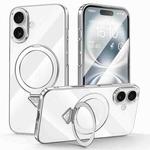 For iPhone 16 SULADA Electroplated Transparent MagSafe Holder Phone Case(Silver)