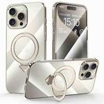 For iPhone 15 Pro SULADA Electroplated Transparent MagSafe Holder Phone Case(Grey)