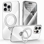 For iPhone 15 Pro SULADA Electroplated Transparent MagSafe Holder Phone Case(Silver)