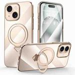 For iPhone 15 SULADA Electroplated Transparent MagSafe Holder Phone Case(Gold)