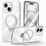 For iPhone 15 SULADA Electroplated Transparent MagSafe Holder Phone Case(Silver)
