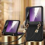 For Huawei Pura X SULADA Elegant Rhombic Texture Folding Phone Case with Lanyard(Black)