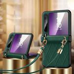 For Huawei Pura X SULADA Elegant Rhombic Texture Folding Phone Case with Lanyard(Green)