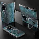 For Huawei Mate X6 SULADA Crocodile Texture Cowhide MagSafe Holder Smart Window Phone Case(Green)