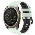 For Garmin 20mm xDfind Dual Color Quick Release Steel Buckle Silicone Watch Band(Mint Green+Black)