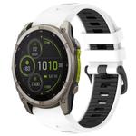 For Garmin 22mm xDfind Dual Color Quick Release Steel Buckle Silicone Watch Band(White+Black)