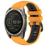 For Garmin 22mm xDfind Dual Color Quick Release Steel Buckle Silicone Watch Band(Orange+Black)