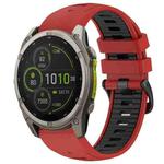 For Garmin 22mm xDfind Dual Color Quick Release Steel Buckle Silicone Watch Band(Red+Black)