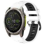 For Garmin 26mm xDfind Dual Color Quick Release Steel Buckle Silicone Watch Band(White+Black)