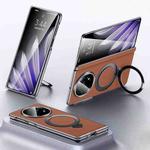 For OPPO Find N5 SULADA Top Grain Leather MagSafe Magnetic Holder Phone Case(Brown)