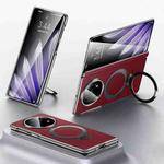 For OPPO Find N5 SULADA Top Grain Leather MagSafe Magnetic Holder Phone Case(Red)