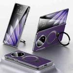 For OPPO Find N5 SULADA Top Grain Leather MagSafe Magnetic Holder Phone Case(Purple)