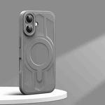 For iPhone 16 Armor MagSafe Magnetic TPU Hybrid PC Phone Case(Shallow Grey)