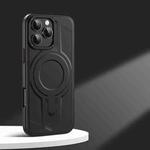 For iPhone 14 Pro Max Armor MagSafe Magnetic TPU Hybrid PC Phone Case(Sagacity Black)