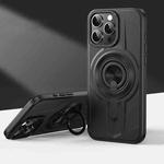 For iPhone 16 Pro Armor MagSafe TPU Hybrid PC Phone Case with Ring Holder(Sagacity Black)