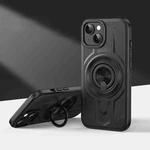 For iPhone 14  Armor MagSafe TPU Hybrid PC Phone Case with Ring Holder(Sagacity Black)