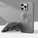 For iPhone 13 Pro Max Armor MagSafe TPU Hybrid PC Phone Case with Ring Holder(Shallow Grey)