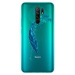 For Xiaomi Redmi 9 Coloured Drawing Pattern Highly Transparent TPU Protective Case(Feather)