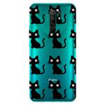 For Xiaomi Redmi 9 Coloured Drawing Pattern Highly Transparent TPU Protective Case(Black Cat)