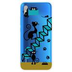For Xiaomi Redmi 9A Coloured Drawing Pattern Highly Transparent TPU Protective Case(Stair Cat)