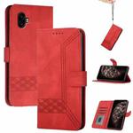 For Samsung Galaxy XCover7 Pro Cubic Skin Feel Flip Leather Phone Case(Red)
