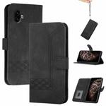 For Samsung Galaxy XCover7 Pro Cubic Skin Feel Flip Leather Phone Case(Black)
