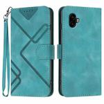 For Samsung Galaxy XCover7 Pro Line Pattern Skin Feel Leather Phone Case(Light Blue)