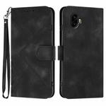 For Samsung Galaxy XCover7 Pro Line Pattern Skin Feel Leather Phone Case(Black)