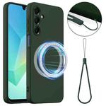 For Samsung Galaxy A26 5G Shockproof Silicone Magsafe Phone Case(Dark Green)